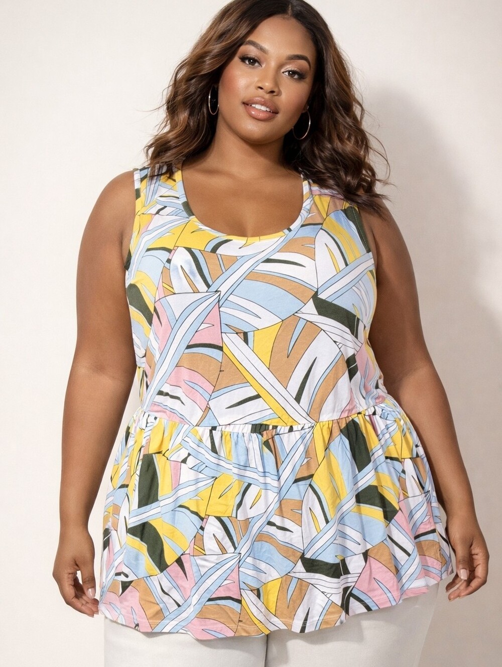 Lane Bryant Plus Size Swing Tank Top 18/20 – Abstract Pastel Print, Flowy Fit